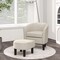 Costway Barrel Club Chair with Ottoman Set Footrest Curved Back & Removable Seat Cushion Grey/Beige